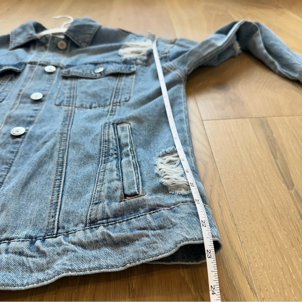 Forever 21 Distressed Denim Blue Jean Jacket Small Rodeo Festival Rustic Cowgirl - Picture 11 of 11